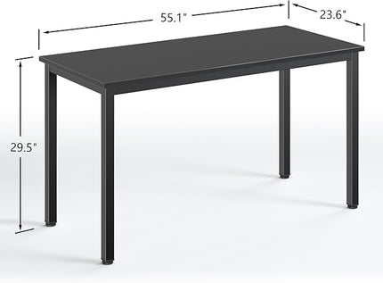 Computer Desk,55.1 inches Office Desk & Workstations for Home Office, Gaming Desk Computer Table,Modern Simple Style Laptop Table, Black - LeafyLoom