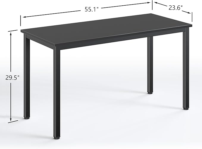 Computer Desk,55.1 inches Office Desk & Workstations for Home Office, Gaming Desk Computer Table,Modern Simple Style Laptop Table, Black - LeafyLoom