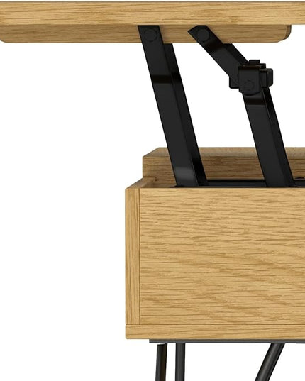 SIMPLIHOME Hunter Lift Top Square Coffee Table, 32 inch, Oak - LeafyLoom