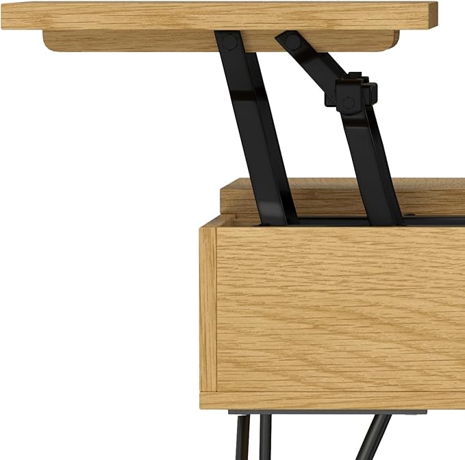 SIMPLIHOME Hunter Lift Top Square Coffee Table, 32 inch, Oak - LeafyLoom