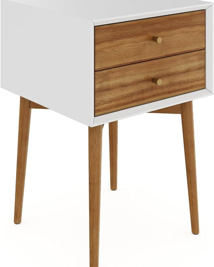 Nathan James Harper Modern Nightstand Side Accent or End Table with Storage Drawer, 1, White/Brown - LeafyLoom