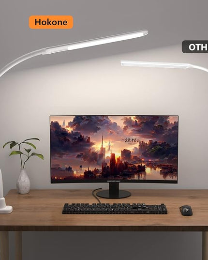 LED Desk Lamp With Clamp, 10W Gooseneck Lamps Touch Control,Swing Arm Clamp Lamp, Architect Clamp Desk Lamp Dimmable,Nail Lamp for Desk Table (White) - LeafyLoom