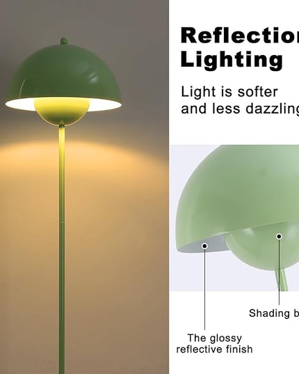 COSYLUX Modern Floor Lamp for Living Room, Industrial Tall Standing Lamp for Bedroom, Metal Shade Reflecting Light reading Floor Lamp for Office, Nursery Room, Corner(Pastel Green) - LeafyLoom