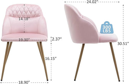 Velvet Dining Chairs Sets of 2, Modern Upholstered Accent Side Chairs with Gold Metal Legs for Kitchen Living Bed Room - LeafyLoom