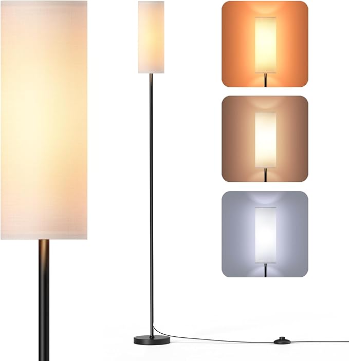 Floor Lamps for Living Room with 3 Color Temperatures, Modern Standing Lamp Tall Industrial Reading for Bedroom, Living Room, Office, Kids Room,9W Bulb Included - LeafyLoom