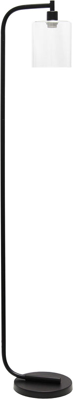 Simple Designs LF1036-BLK Antique Style Industrial Iron Lantern Floor Lamp with Glass Shade, Black 12 x 10 x 63 - LeafyLoom