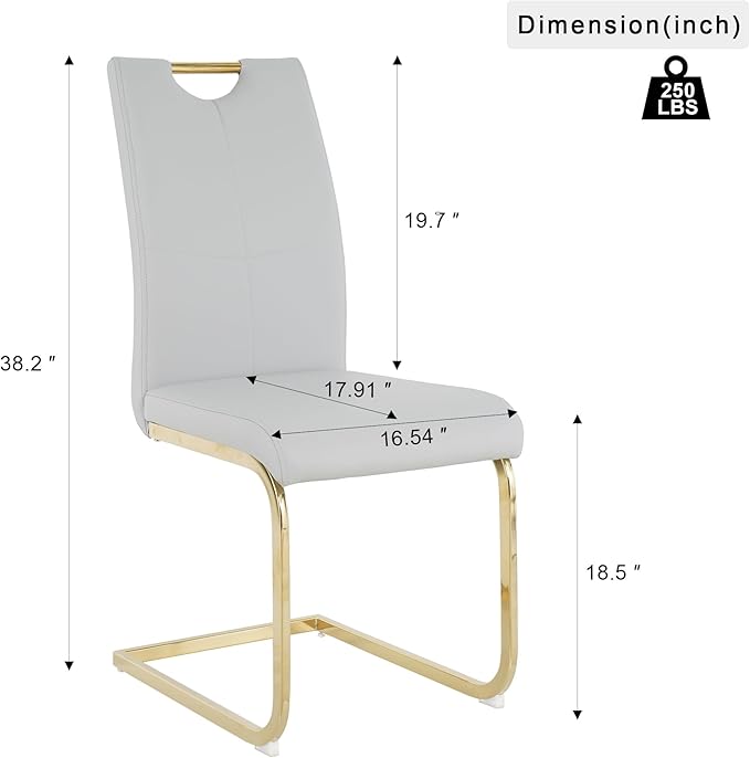 NicBex Haerin-SD-00373-LWJ Dining Chairs, 16.5"x17.9"x38.2", Grey and Gold - LeafyLoom
