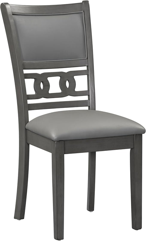 5-Piece Retro Round Dining Table Set with Faux Marble Veneer and Bottom Shelf, 4 PU Leather Upholstered Chairs, for Kitchen, Breakfast Nook, Bar, Living Room, Gray, 35" L x 35" W x 30" H - LeafyLoom