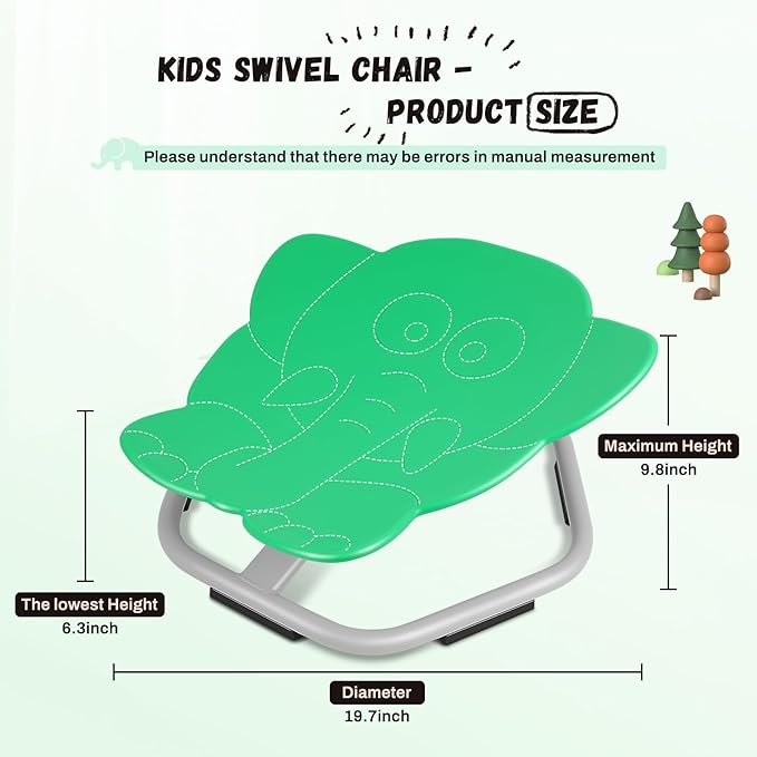 Elephant Kids Swivel Chair, Seat and Spinning Chair, Body Coordination Training Chair, Green Non Slip Sensory Toys 360° Spinning Chair for Autistic Kids Aged 3+, Improving Toddler's Physical Fitness - LeafyLoom