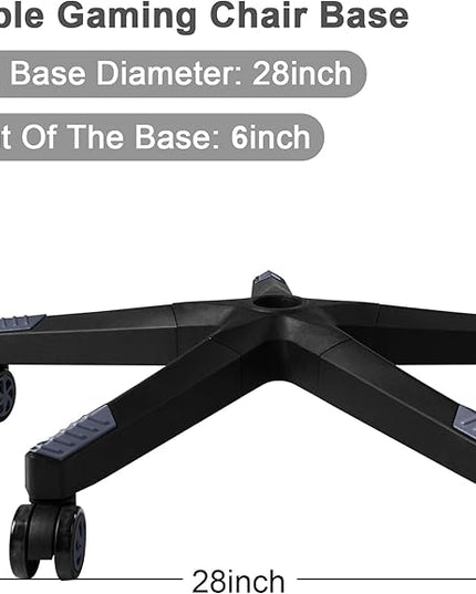 28 inch Nylon Gaming Chair Base Replacement with 5 Casters, Heavy Duty Office Chair Base Part - LeafyLoom