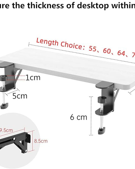 Ergonomics Desk Extender Tray, 21.7"x9.5" Punch-Free Clamp on, Foldable Keyboard Drawer Tray, Table Mount Arm Wrist Rest Shelf, Computer Elbow Arm Support - LeafyLoom