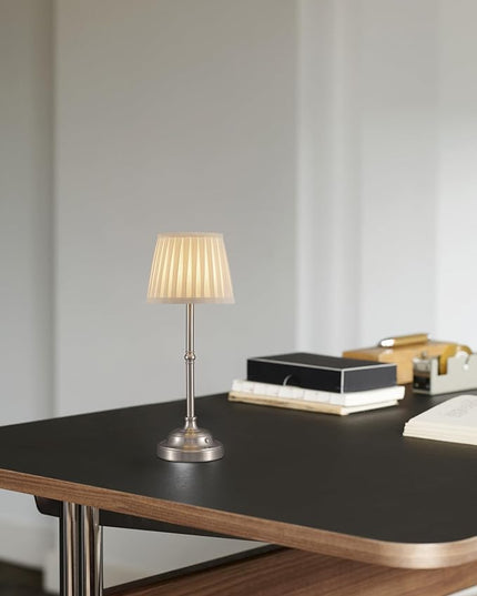 KDG Cordless LED Table Lamp Set of 2, Portables Fabric Shade Desk Lamps, 5000mAh Rechargeable Battery Powered Lighting, Dimmable Light for Dining Room, Bedroom, Bedside, Night Light, Balcony (Beige) - LeafyLoom
