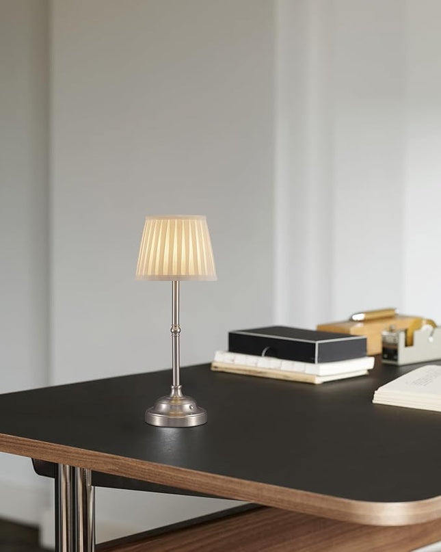 KDG Cordless LED Table Lamp Set of 2, Portables Fabric Shade Desk Lamps, 5000mAh Rechargeable Battery Powered Lighting, Dimmable Light for Dining Room, Bedroom, Bedside, Night Light, Balcony (Beige) - LeafyLoom