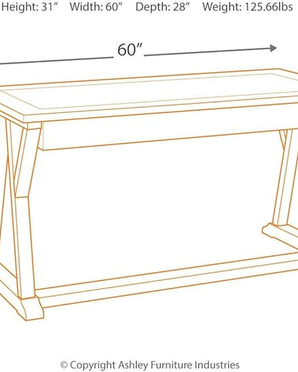 Signature Design by Ashley Jonileene Farmhouse Home Office Desk with Drawers, White & Gray - LeafyLoom