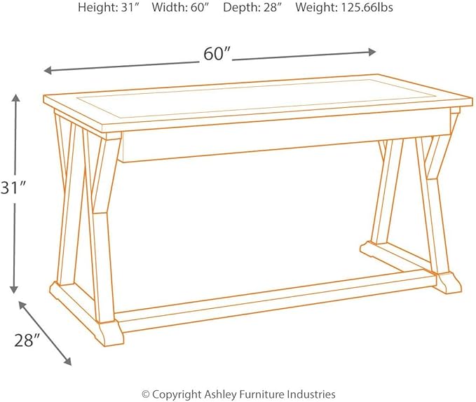 Signature Design by Ashley Jonileene Farmhouse Home Office Desk with Drawers, White & Gray - LeafyLoom
