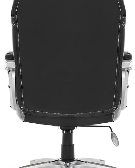 Serta Executive Office Padded Arms, Adjustable Ergonomic Gaming Desk Chair with Lumbar Support, Faux Leather and Mesh, Gray/Black - LeafyLoom