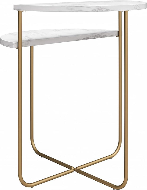 Novogratz Athena End Table, White Marble - LeafyLoom