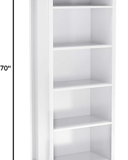 SIMPLIHOME Amherst SOLID WOOD 30 Inch Transitional 5 Shelf Bookcase in White, For the Living Room, Study Room and Office - LeafyLoom