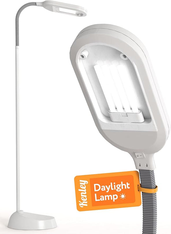Natural Daylight Floor Lamp - Craft Light Floor Standing for Reading, Crafting, Sewing - 27W Full Spectrum White Bright Sunlight - Adjustable Gooseneck - Task Lamps for Living Room, Bedroom, Office - LeafyLoom