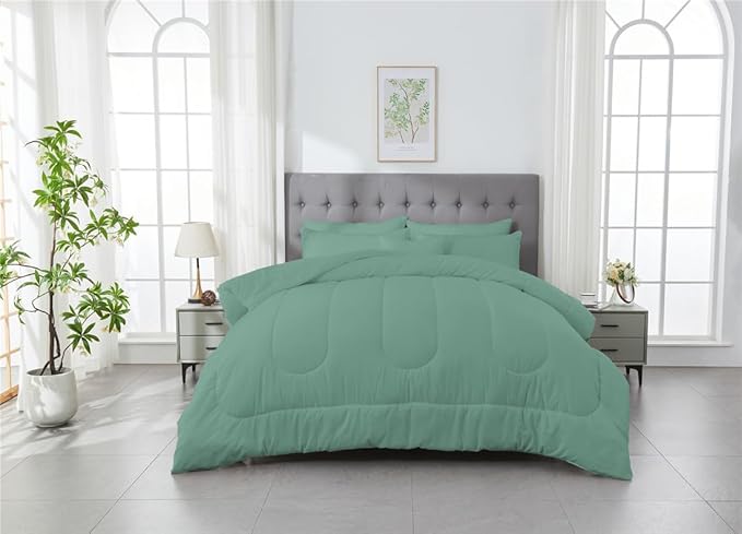 3 Piece Solid Color All Season Bedding Comforter Set Microfiber Soft Lightweight Bedding Set for Kids Teens Adults Room Decor with 1 Comforter and 2 Pillowcases Full - LeafyLoom