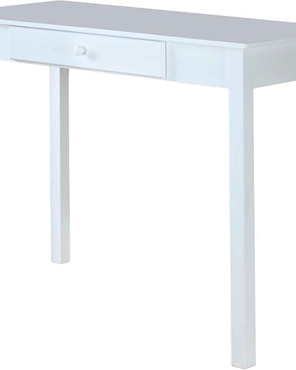 InRoom Designs Kings Brand White Finish Wood Home Office Secretary Writing Desk, - LeafyLoom
