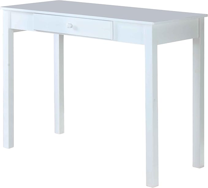 InRoom Designs Kings Brand White Finish Wood Home Office Secretary Writing Desk, - LeafyLoom