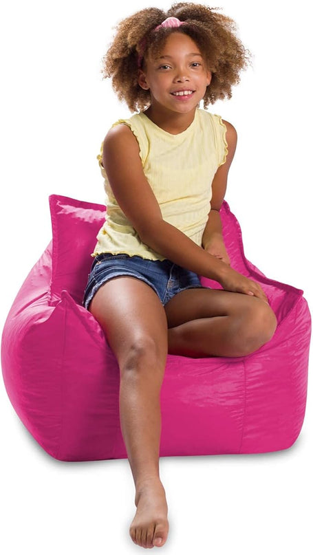 Posh Creations Bean Bag Chair Structured Comfy Seat Use for Gaming, Reading and Watching TV, Newport, Pink - LeafyLoom