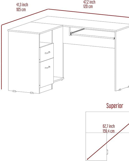 NicBex Kimberly-DW-00014-LWJ Home Office Desks, 47.2"x41.3"x30.4", Brown - LeafyLoom