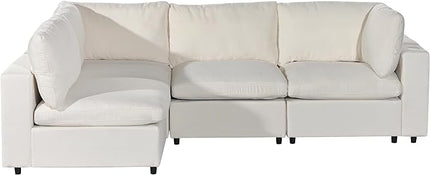 Free Combination Convertible Modular Sectional Sofa, 4 Seater Upholstered Sleeper Corner Couch with USB Charge Ports & Wireless Charging & Speaker,Deep-Seat Sofabed for Living Room Office - LeafyLoom