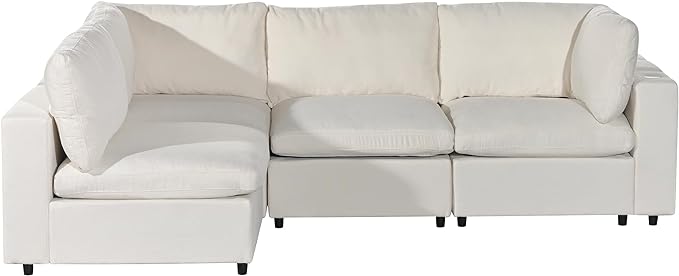 Free Combination Convertible Modular Sectional Sofa, 4 Seater Upholstered Sleeper Corner Couch with USB Charge Ports & Wireless Charging & Speaker,Deep-Seat Sofabed for Living Room Office - LeafyLoom