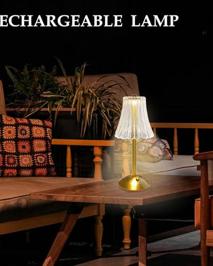 Cordless Metal Desk Lamp, Touch Sensor Control LED Table Lamp,3 Color Stepless Dimmable Battery Powered Lamp,Night Light for Kids Nursery,Bedroom/Desk/Cafe (Light Gold) - LeafyLoom