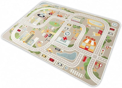 Kid Rug Carpet Playmat for Toy Cars and Train，Play Area Rug with Rubber Backing，Fun Throw Rug，Ideal Gift for Children Baby Bedroom Play Room(100×160cm/39×63in) - LeafyLoom