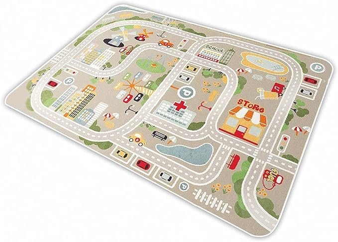 Kid Rug Carpet Playmat for Toy Cars and Train，Play Area Rug with Rubber Backing，Fun Throw Rug，Ideal Gift for Children Baby Bedroom Play Room(100×180cm/39×71in) - LeafyLoom