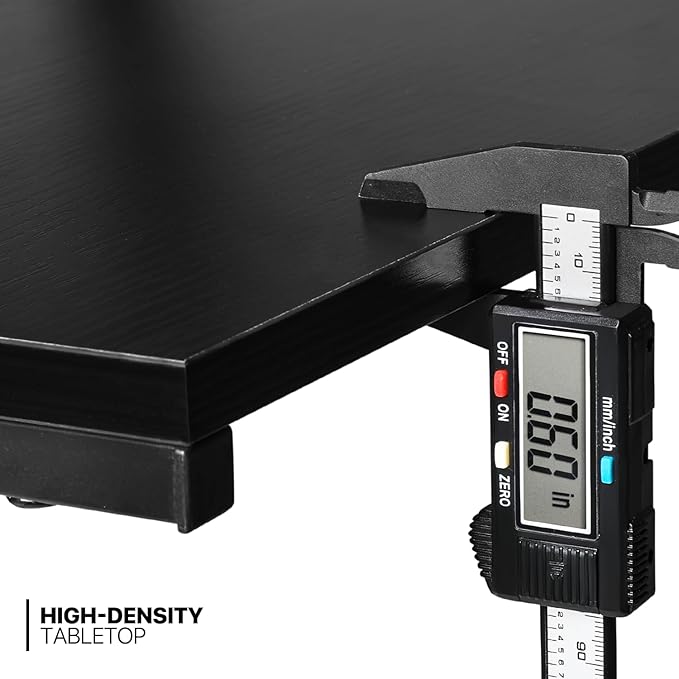 MoNiBloom L Shaped Gaming Desk Computer Corner Table with Metal Frame, L Desk Workstation for Home Office, Space-Saving, Black - LeafyLoom