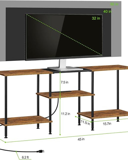 TV Stand for Bedroom 50 Inch TV Stand with Power Outlet 3 Tier Entertainment Center with Storage TV Console Table for 50 43 40 32 Inch TV, Rustic Brown - LeafyLoom