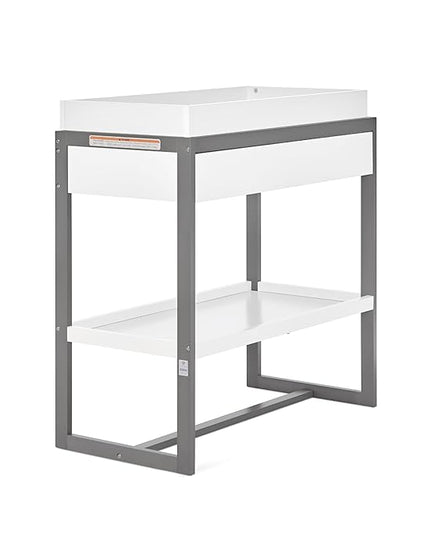 av2023-Dream nontoxic strap-3b688703 Arlo Changing Table, Made of Solid New Zealand Pinewood, Non-Toxic Finish, Comes with Water Resistant Mattress Pad & Safety Strap, Steel Grey And White - LeafyLoom