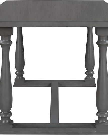 6-Piece Dining Table and 4 Chairs and Bench Set Foam-covered Seat Backs&Cushions for Kitchen Living Room, Gary, 60" L x 36" W x 30" H, Gray(Special-shaped Legs) - LeafyLoom