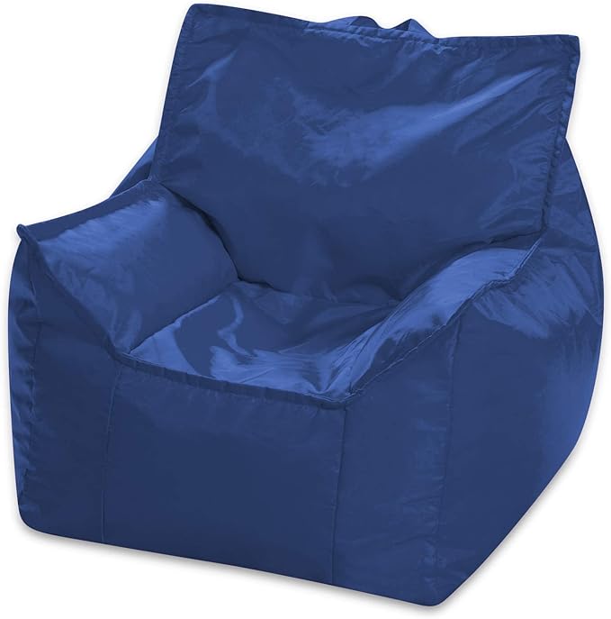 Posh Creations Bean Bag Chair Structured Comfy Seat Use for Gaming, Reading and Watching TV, Newport, Navy - LeafyLoom