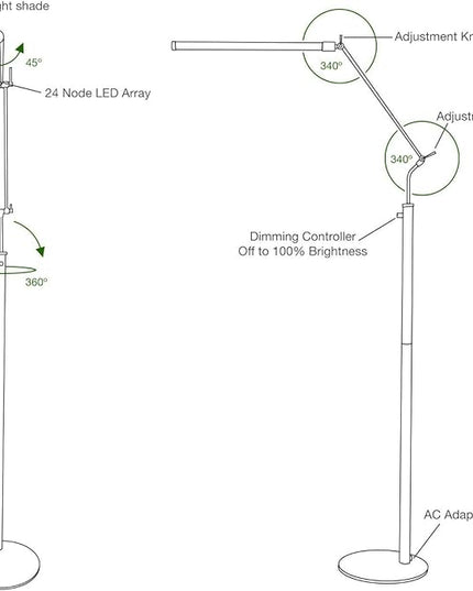 Cocoweb High Powered, dimmable, LED Floor Lamp - FLED-GPS (Satin Nickel) - LeafyLoom