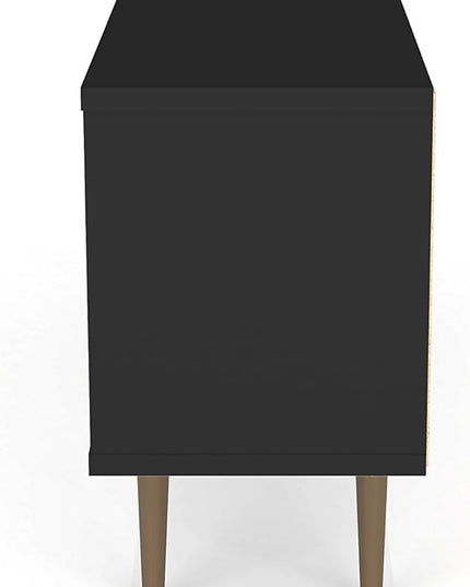 Manhattan Comfort Liberty Mid Century Modern TV Stand for Televisions up to 50 Inches, Bedroom and Living Room Entertainment Center with Storage, Shelves, and Cabinet, 53" Wide, Black - LeafyLoom