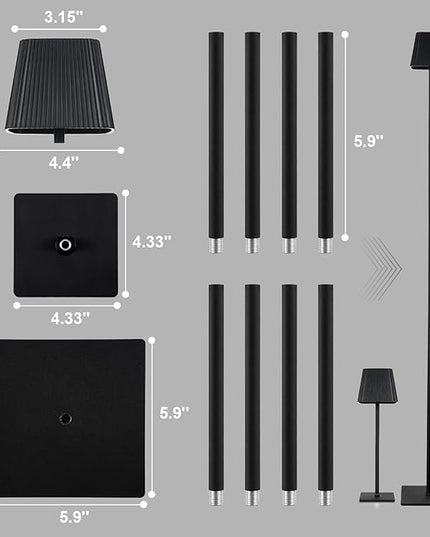 Neoglint Cordless Floor Lamp for Outdoor/Indoor, Touch Control Adjustable Height LED Lamp, Dimmable Rechargeable Battery Operated Lamp for Bedroom, Living Room, Patio(Square) - LeafyLoom