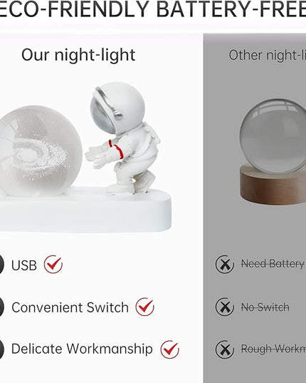 Table Lamp for Kids, 3D Galaxy Crystal Ball Super Soft Illumination LED Small Night Light USB Powered and Button Control Nightlight, Perfect for Gift - LeafyLoom
