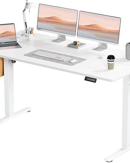 NicBex Home Office Height Adjustable Electric Height Adjustable Standing Desk Sit to Stand Ergonomic Computer Desk Adjustable Height Stand Up Desk for Home Office, White - LeafyLoom