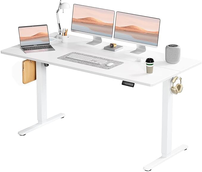 NicBex Home Office Height Adjustable Electric Height Adjustable Standing Desk Sit to Stand Ergonomic Computer Desk Adjustable Height Stand Up Desk for Home Office, White - LeafyLoom