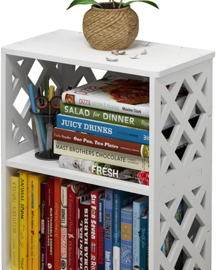 Small Bookshelf, 3-Tier White Bookcase for Kids & Adults | 2-Shelf Open Storage Organizer for Bedroom, Living Room & Office | Ideal Small Bookshelf & Bookcase for Small Space - LeafyLoom