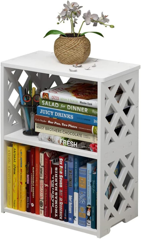 Small Bookshelf, 3-Tier White Bookcase for Kids & Adults | 2-Shelf Open Storage Organizer for Bedroom, Living Room & Office | Ideal Small Bookshelf & Bookcase for Small Space - LeafyLoom