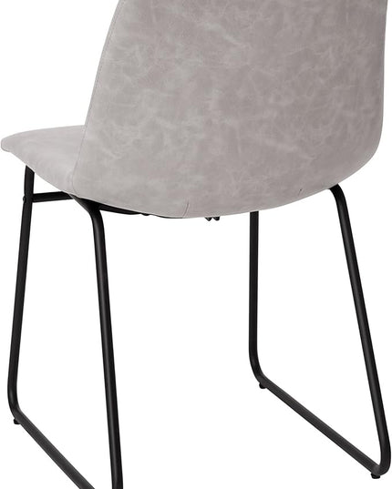 Flash Furniture Butler 18 Inch Commercial Grade LeatherSoft Dining Table Height Chair, Mid-Back Black Sled Base with Light Gray LeatherSoft Upholstery, Set of 2 - LeafyLoom