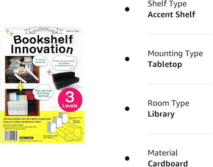 Bookshelf Innovation Made in Japan, Manga organizing kit (3Levels, Black) - LeafyLoom