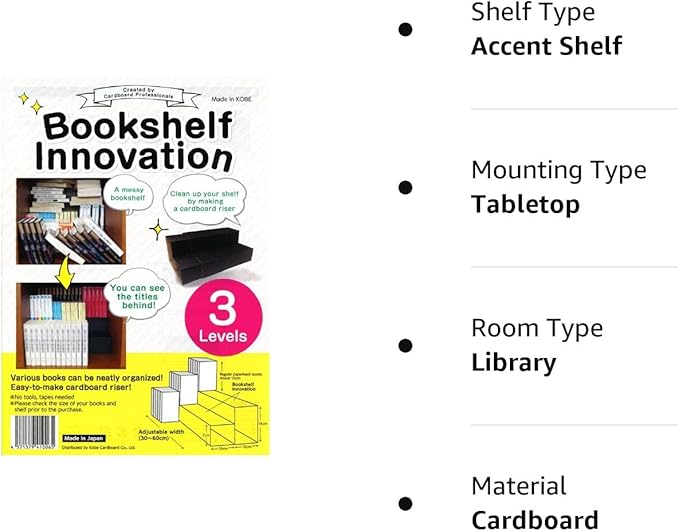 Bookshelf Innovation Made in Japan, Manga organizing kit (3Levels, Black) - LeafyLoom