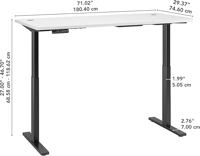 Bush Business Furniture Move 60 Electric Ergonomic Sit-Stand Computer Table for Home and Professional Office, 72W x 30D, White - LeafyLoom